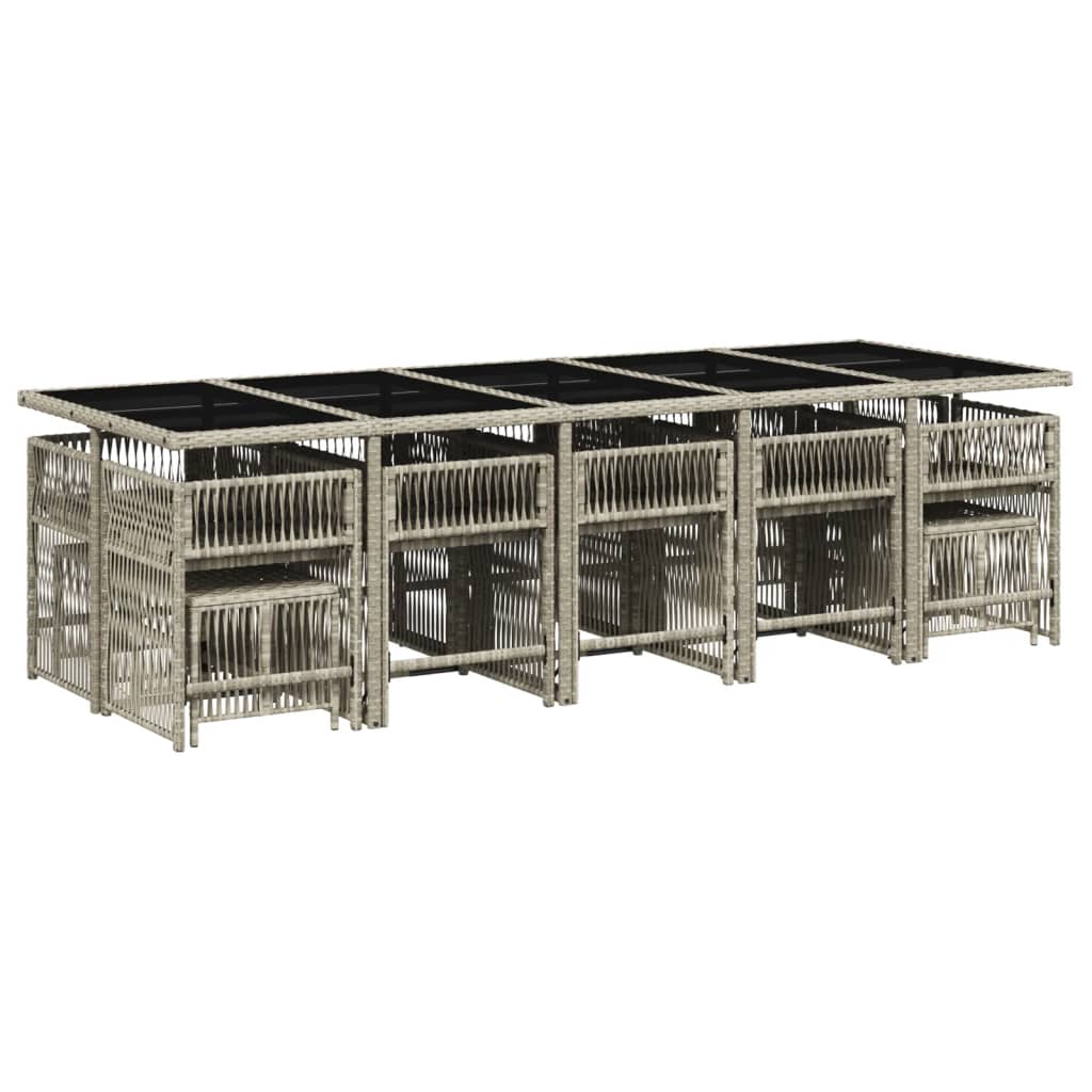 vidaXL 15-delige Tuinset met kussens poly rattan lichtgrijs