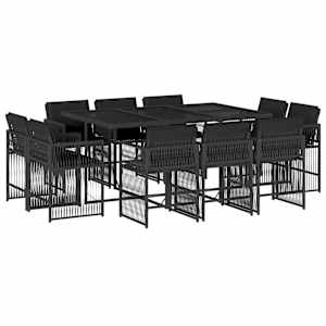 vidaXL 11-osaline aiam&ouml;&ouml;bli komplekt patjadega, must, pol&uuml;rotang