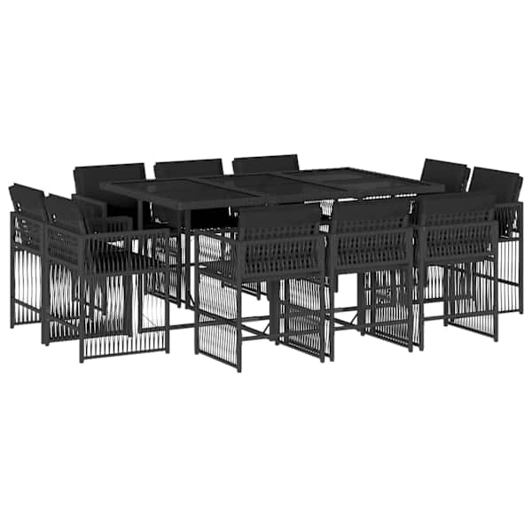 vidaXL 11-osaline aiam&ouml;&ouml;bli komplekt patjadega, must, pol&uuml;rotang