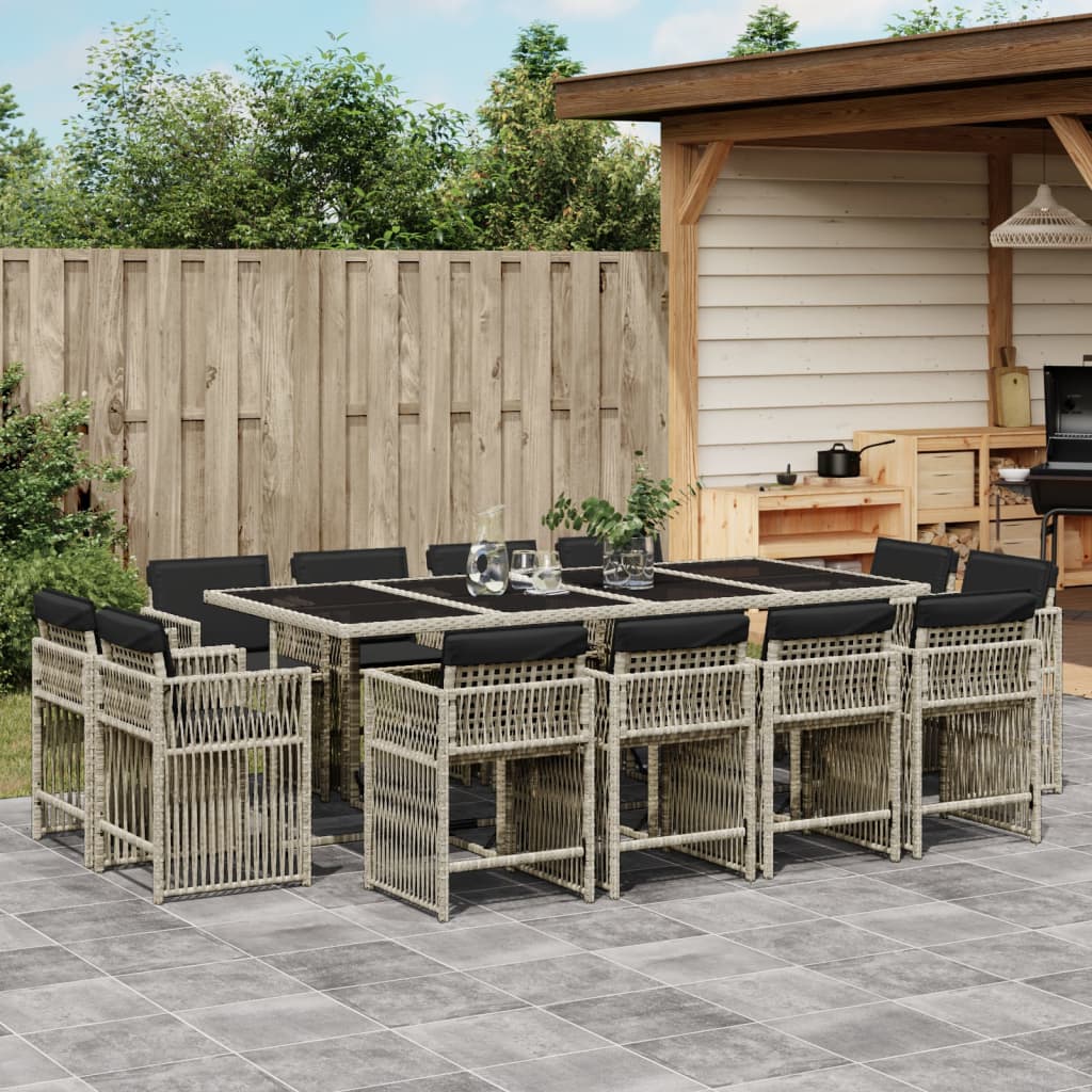 vidaXL Set mobilier de grădină cu perne 13 piese gri deschis poliratan