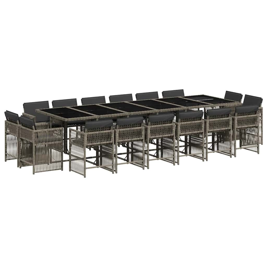 vidaXL Set mobilier de grădină cu perne, 17 piese, gri, poliratan