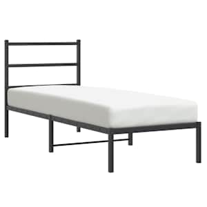 Kovový rám postele s čelem černý 75 x 190 cm - obrázek 2