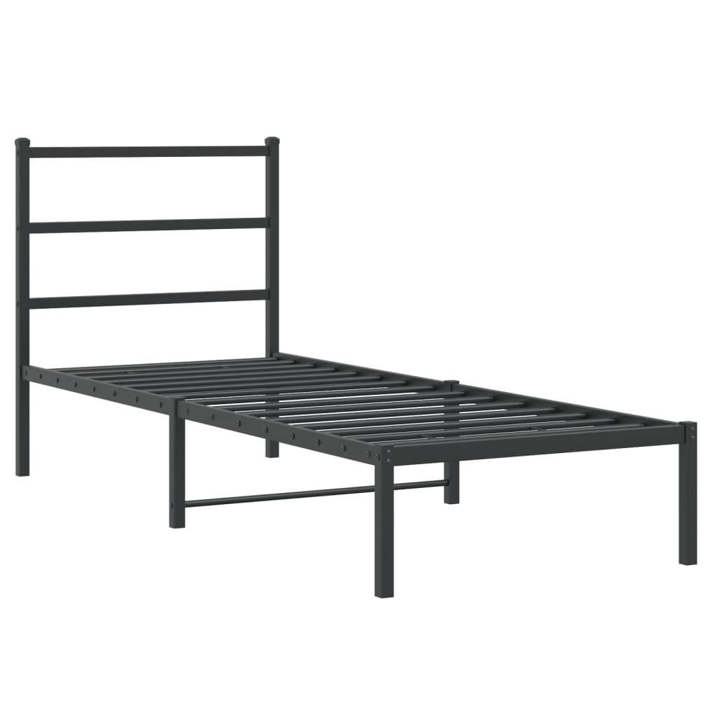 Metal Bed Frame without Mattress with Headboard White 140x190cm vidaXL