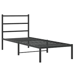 Kovový rám postele s čelem černý 75 x 190 cm - obrázek 3