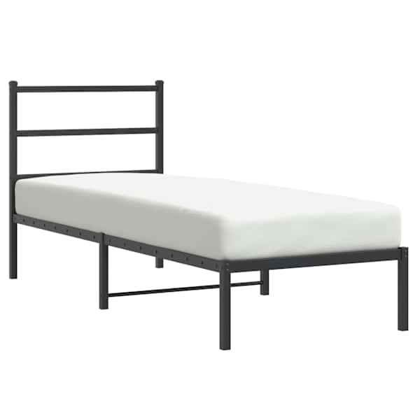 vidaXL metallist voodiraam peatsiga, must, 80x200 cm