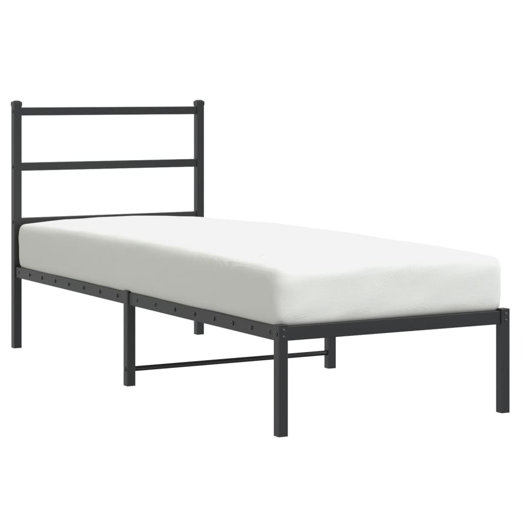 vidaXL Bedframe met hoofdbord metaal zwart 80x200 cm, foto 3