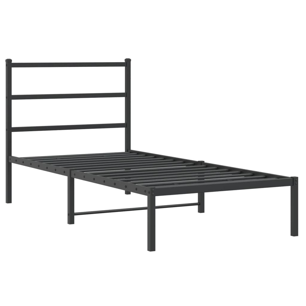 vidaXL Bedframe met hoofdbord metaal zwart 90x190 cm, foto 4