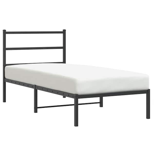 vidaXL metallist voodiraam peatsiga, must, 90x200 cm