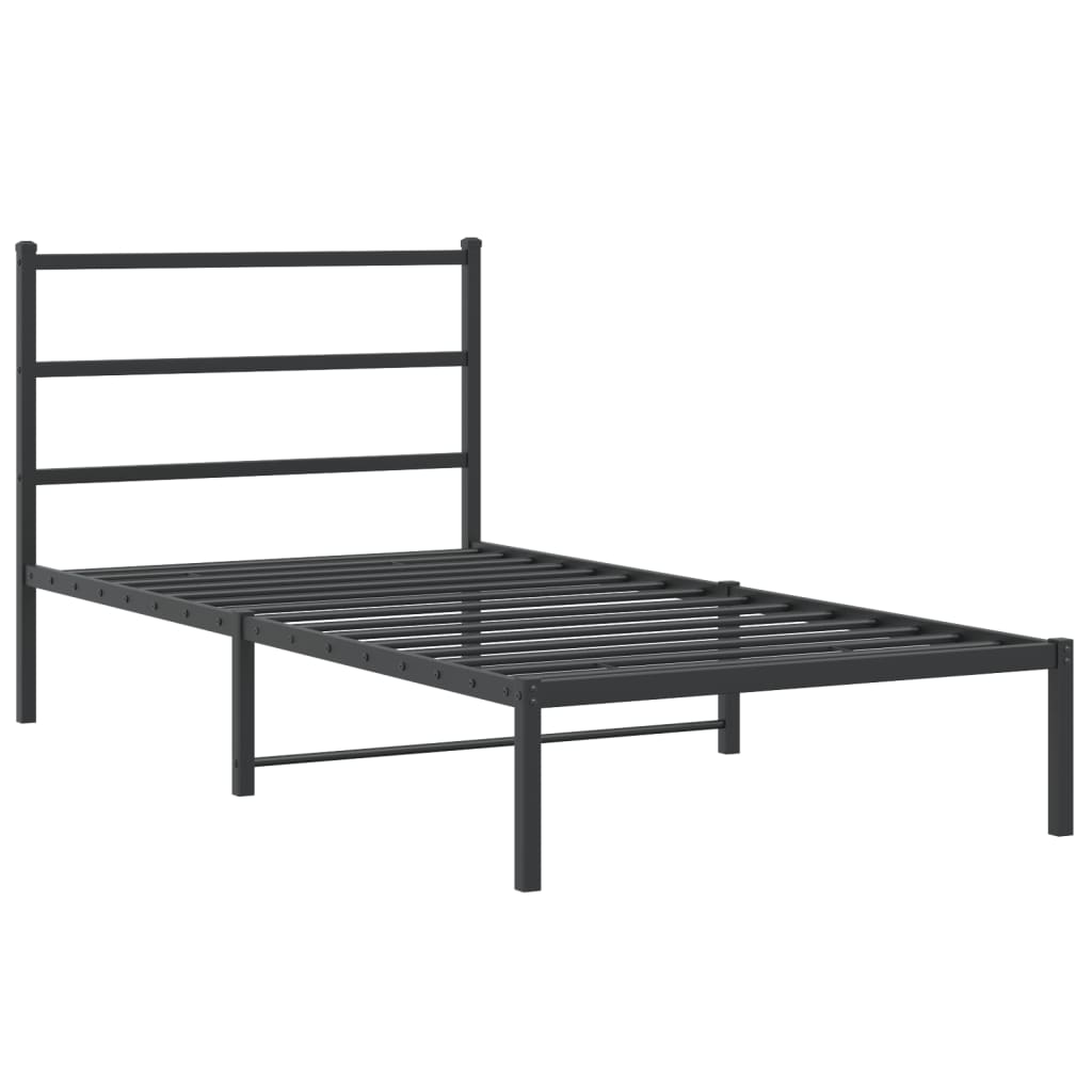 vidaXL Bedframe met hoofdbord metaal zwart 100x190 cm afbeelding