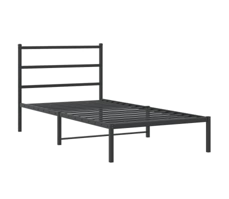vidaXL Bedframe met hoofdbord metaal zwart 100x190 cm