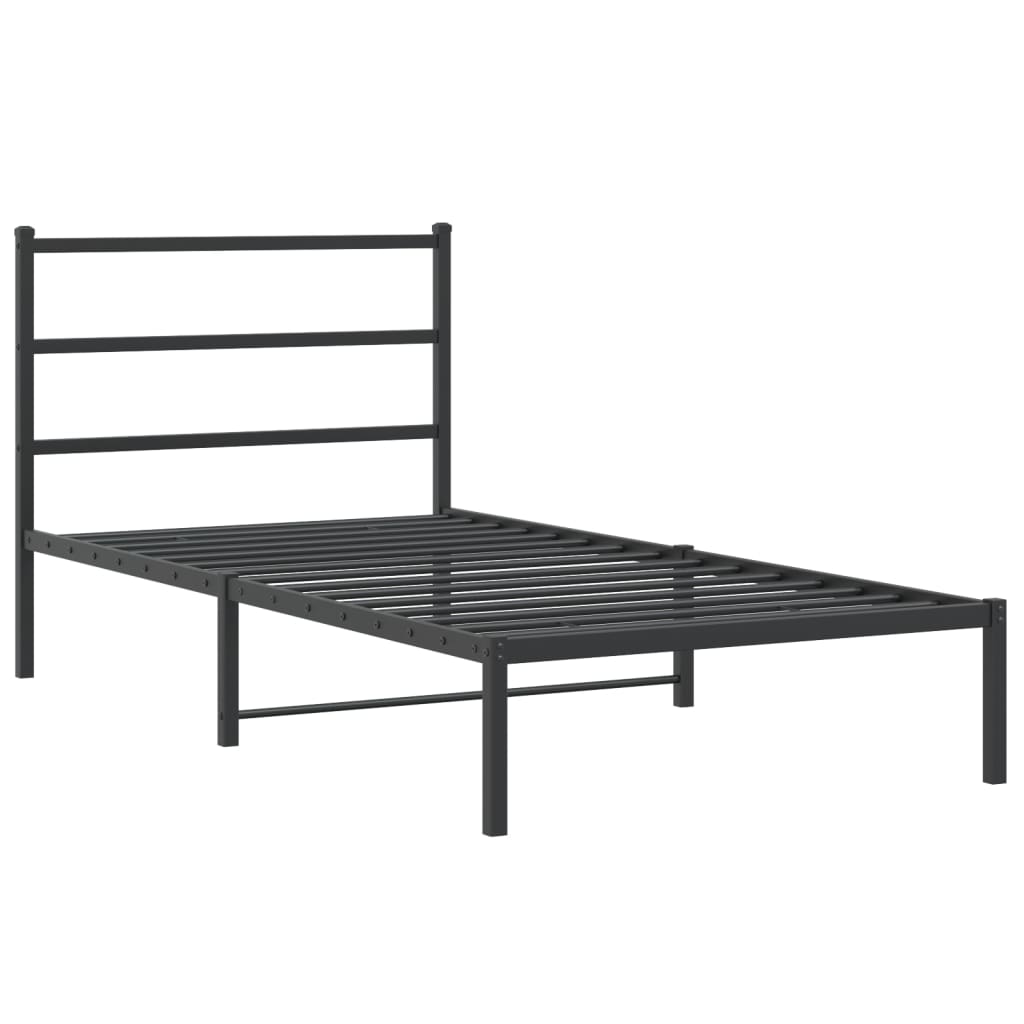 vidaXL Bedframe met hoofdbord metaal zwart 100x200 cm afbeelding