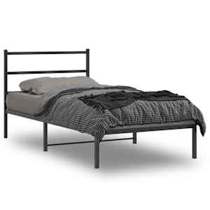 Kovinski posteljni okvir z vzglavjem črn 100x200 cm