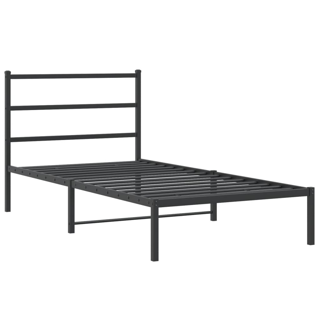 vidaXL Bedframe met hoofdbord metaal zwart 107x203 cm, foto 4