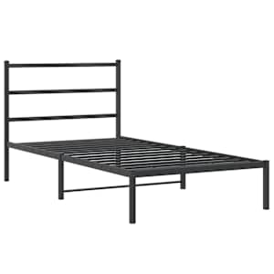 Kovový rám postele s čelem černý 107 x 203 cm - obrázek 3