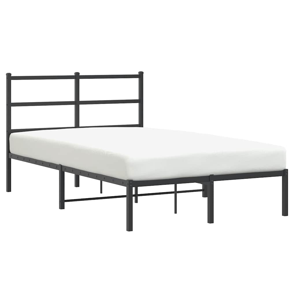 vidaXL Bedframe met hoofdbord metaal zwart 120x190 cm, foto 3