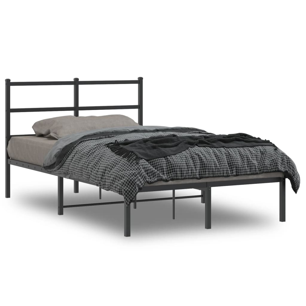 VIDAXL - vidaXL Estrutura de cama com cabeceira 120x200 cm metal preto vidaXL Estrutura de cama com cabeceira 120x200 cm metal preto