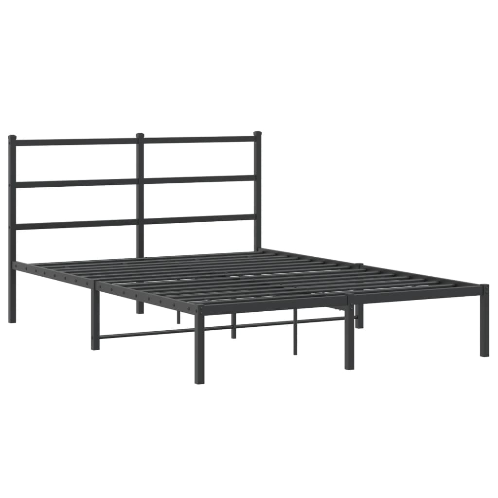 vidaXL Bedframe met hoofdbord metaal zwart 135x190 cm afbeelding