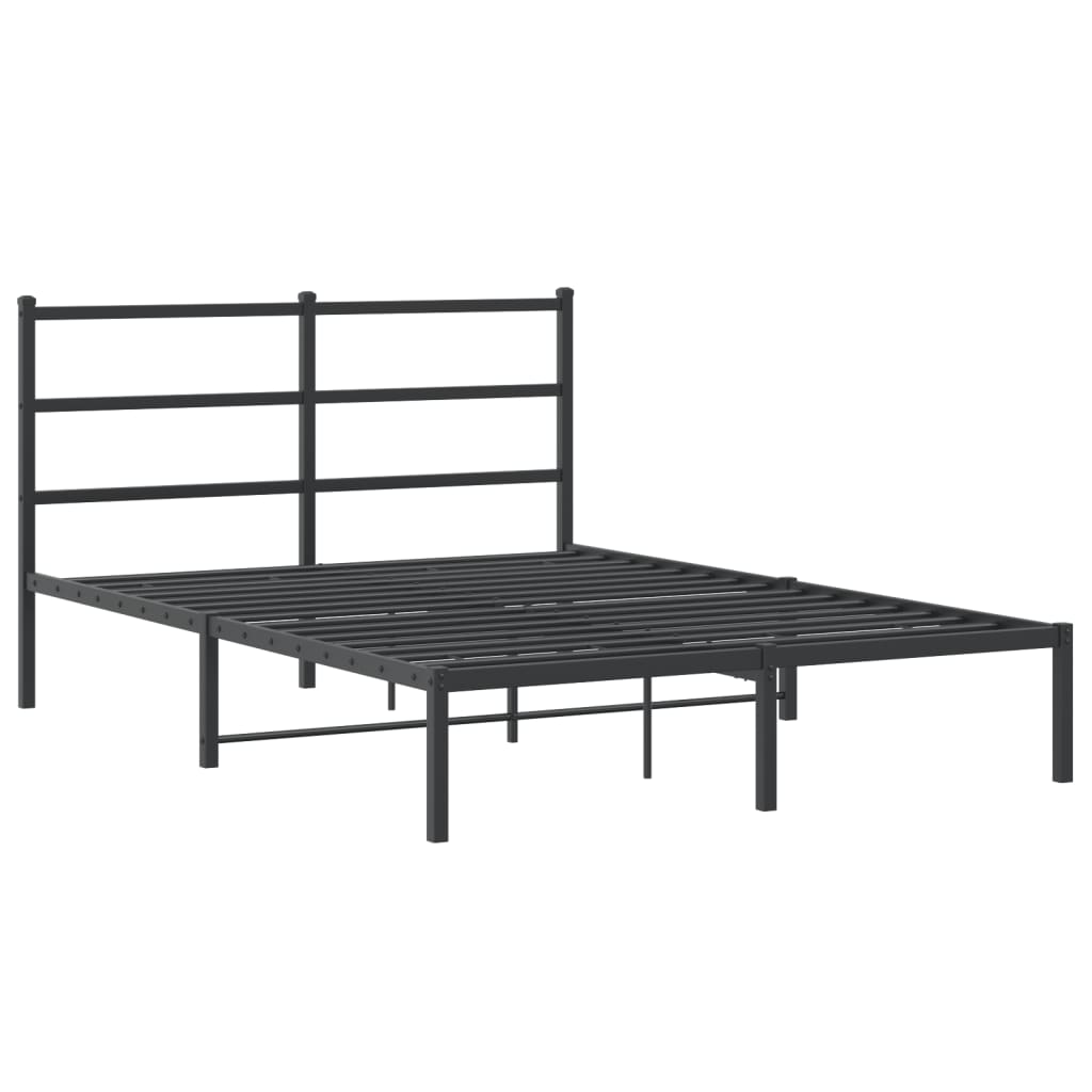 vidaXL Bedframe met hoofdbord metaal zwart 140x200 cm afbeelding