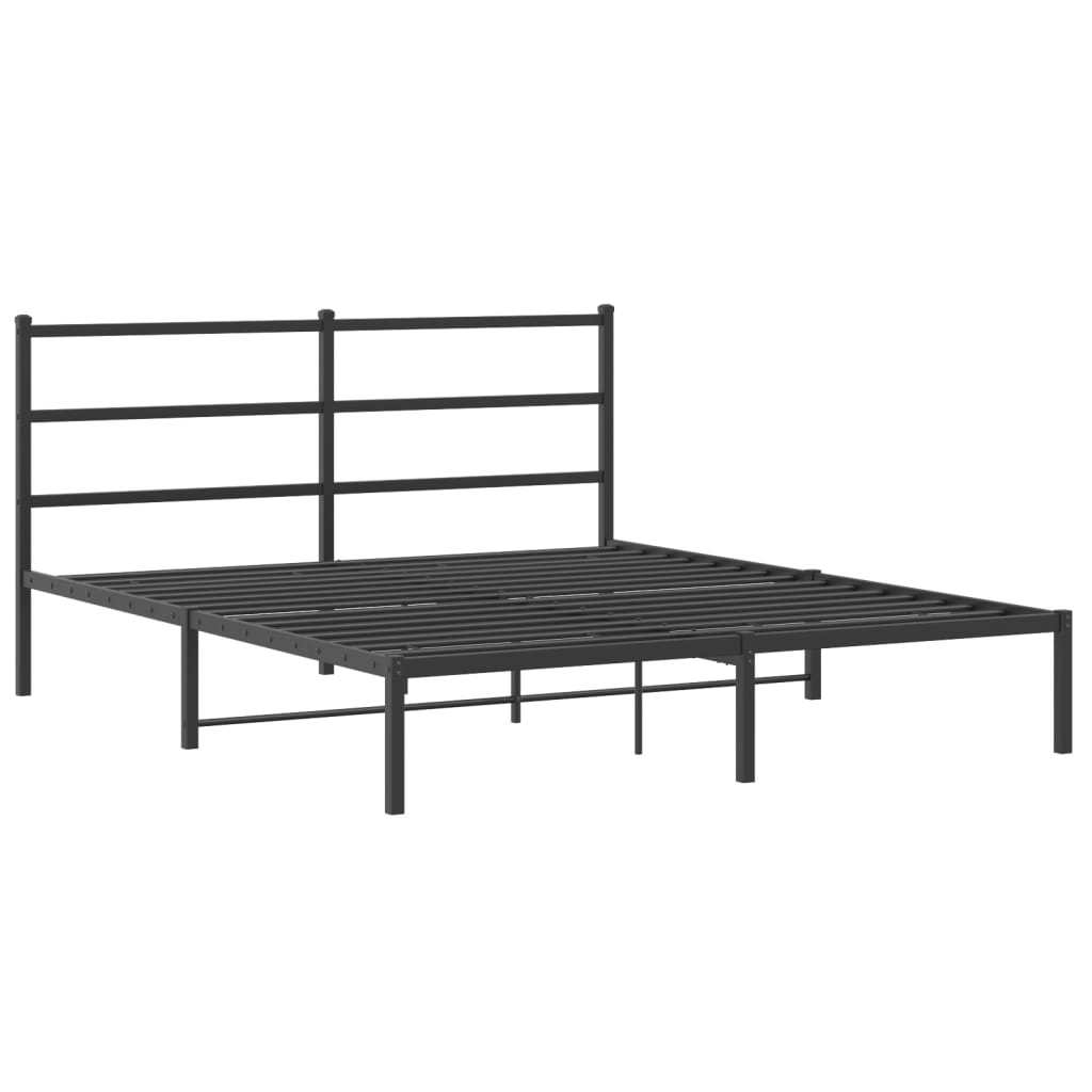 vidaXL Bedframe met hoofdbord metaal zwart 150x200 cm afbeelding