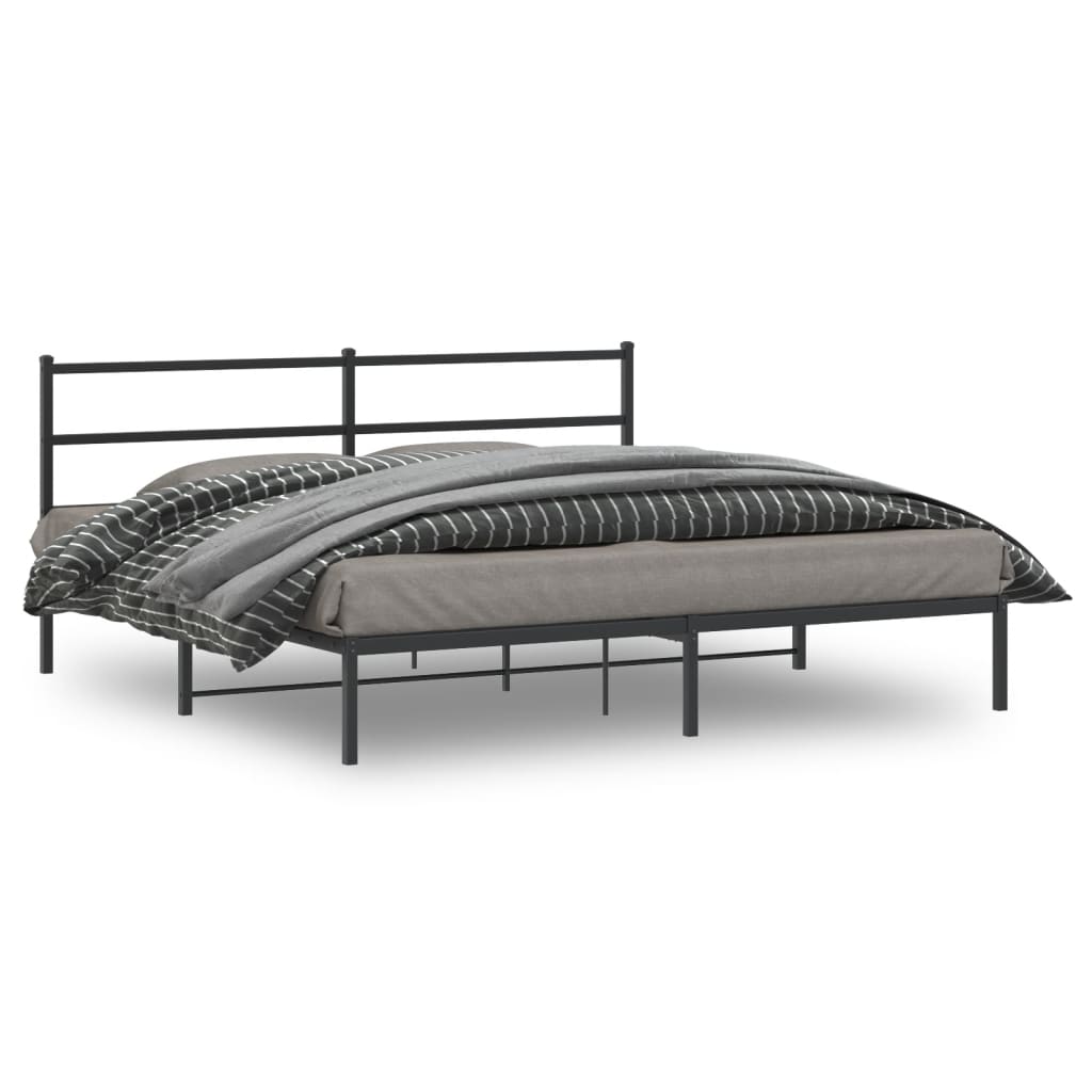 vidaXL Bettgestell mit Kopfteil Metall Schwarz 193x203 cm