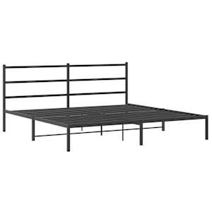 Kovový rám postele s čelem černý 200 x 200 cm - obrázek 3