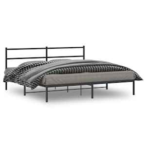 Kovový rám postele s čelem černý 200 x 200 cm - obrázek 1