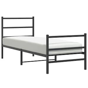 Kovový rám postele s hlavovým a nožním čelem černý 80 x 200 cm - obrázek 2