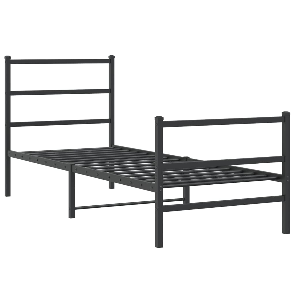 vidaXL Kovový rám postele so zadným a predným čelom čierny 80x200 cm