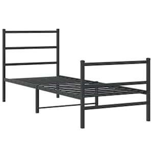 Kovový rám postele s hlavovým a nožním čelem černý 80 x 200 cm - obrázek 3