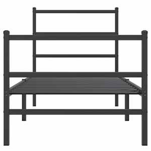 Kovový rám postele s hlavovým a nožním čelem černý 80 x 200 cm - obrázek 5