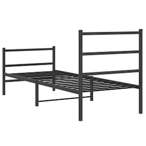 Kovový rám postele s hlavovým a nožním čelem černý 80 x 200 cm - obrázek 7