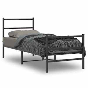 Kovinski posteljni okvir z vzglavjem in vznožjem črn 80x200 cm