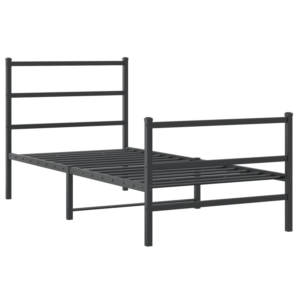 vidaXL Bedframe met hoofd- en voeteneinde metaal zwart 90x190 cm afbeelding