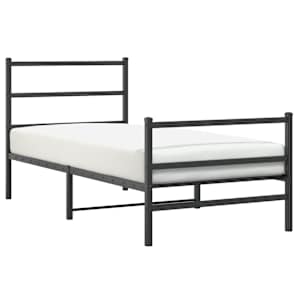 Kovový rám postele s hlavovým a nožním čelem černý 90 x 200 cm - obrázek 2