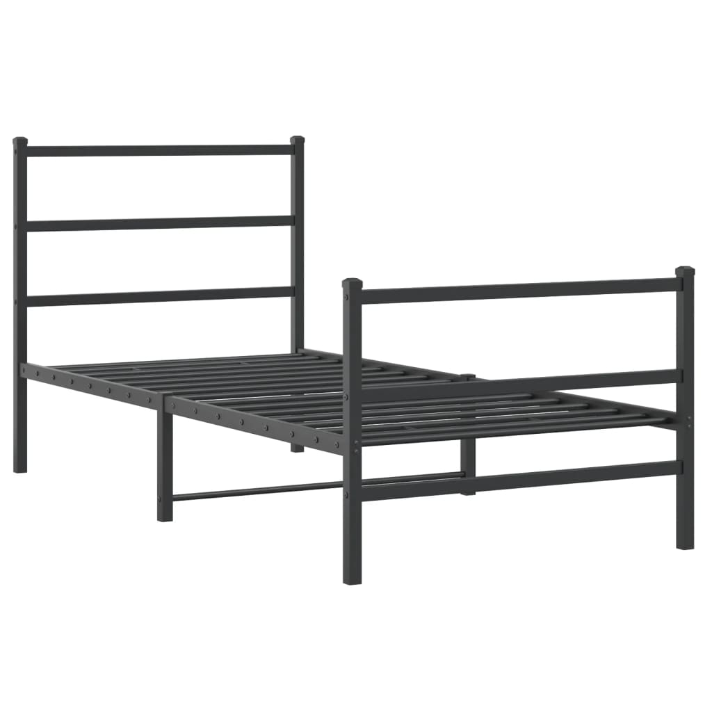 vidaXL Bedframe met hoofd- en voeteneinde metaal zwart 90x200 cm afbeelding