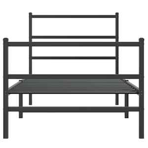 Kovový rám postele s hlavovým a nožním čelem černý 90 x 200 cm - obrázek 5