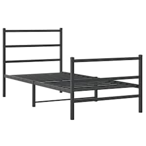 vidaXL Metalni okvir kreveta s uzglavljem i podnožjem crni 90 x 200 cm
