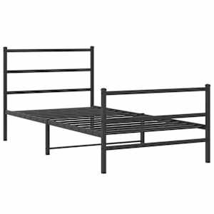 Kovový rám postele s hlavovým a nožním čelem černý 100 x 200 cm - obrázek 3