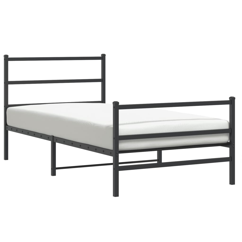 vidaXL Kovový rám postele s hlavovým a nožním čelem černý 107 x 203 cm