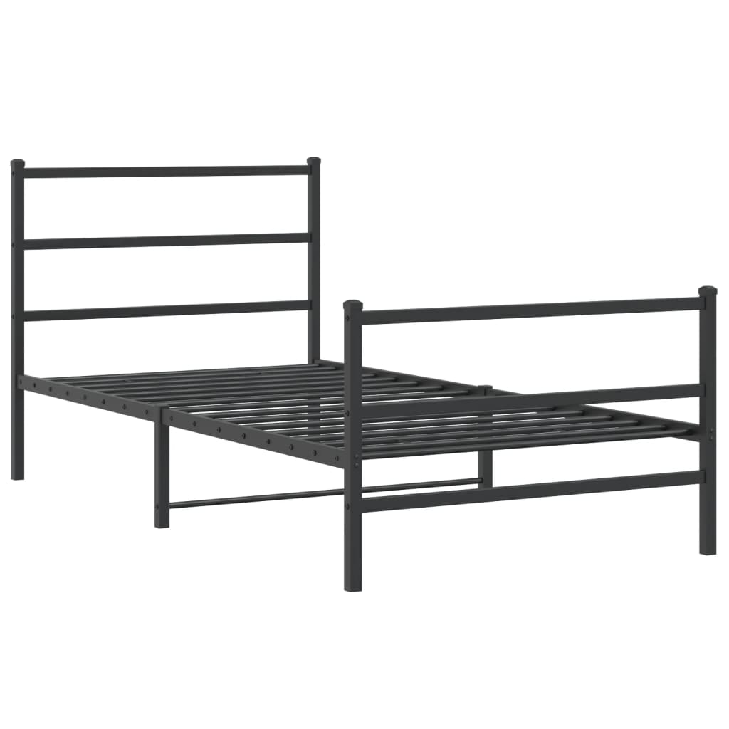 vidaXL Bedframe met hoofd- en voeteneinde metaal zwart 107x203 cm afbeelding