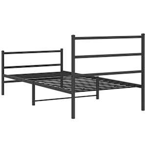 Kovový rám postele s hlavovým a nožním čelem černý 107 x 203 cm - obrázek 7