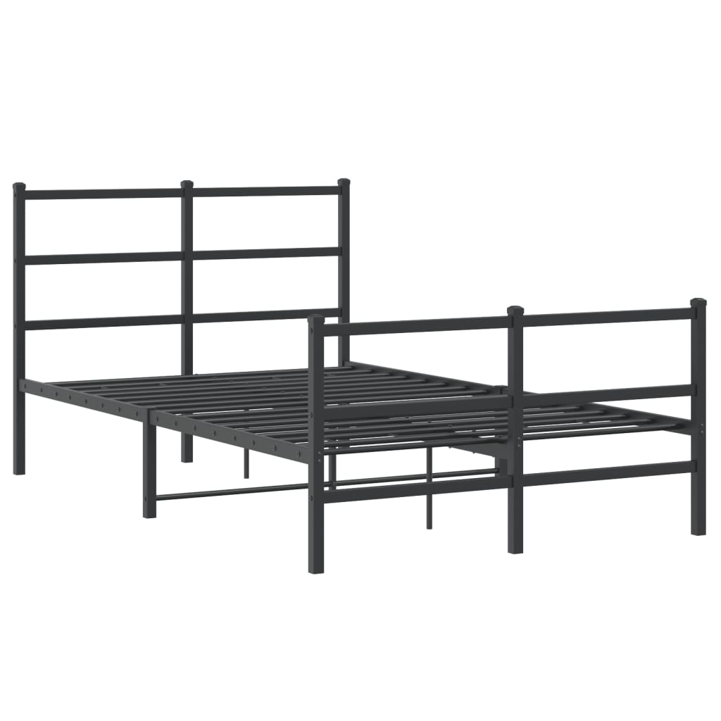 vidaXL Bedframe met hoofd- en voeteneinde metaal zwart 120x190 cm afbeelding