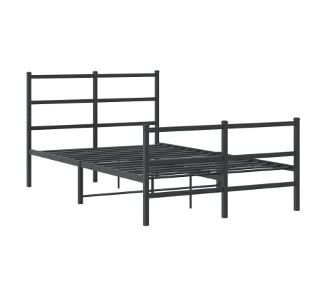 vidaXL Kovový rám postele s hlavovým a nožním čelem černý 120 x 190 cm