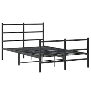 vidaXL Kovový rám postele s hlavovým a nožním čelem černý 120 x 190 cm