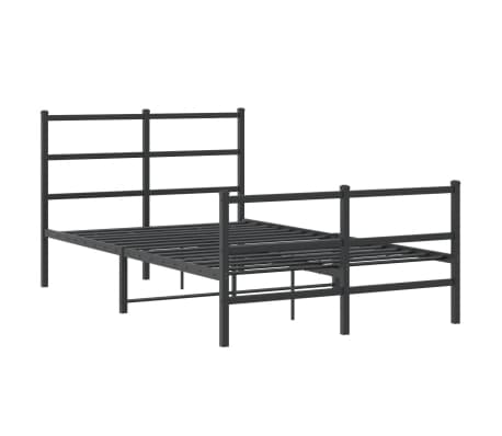 vidaXL Bettgestell mit Kopf- und Fu&szlig;teil Metall Schwarz 120x200 cm