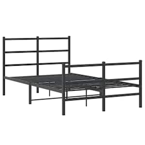 vidaXL Bettgestell mit Kopf- und Fu&szlig;teil Metall Schwarz 120x200 cm