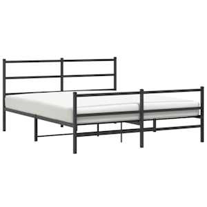 Kovový rám postele s hlavovým a nožním čelem černý 150 x 200 cm - obrázek 2