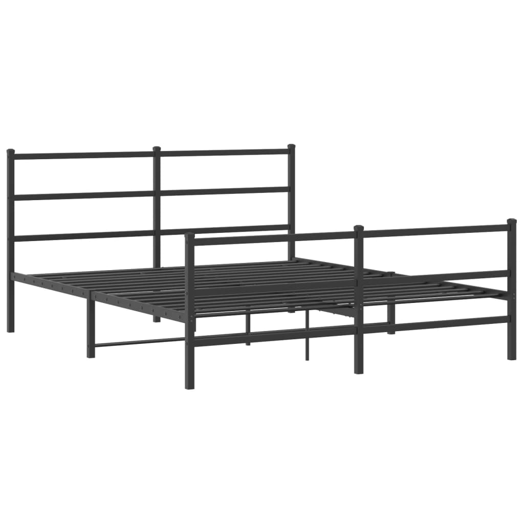 vidaXL Bedframe met hoofd- en voeteneinde metaal zwart 150x200 cm afbeelding