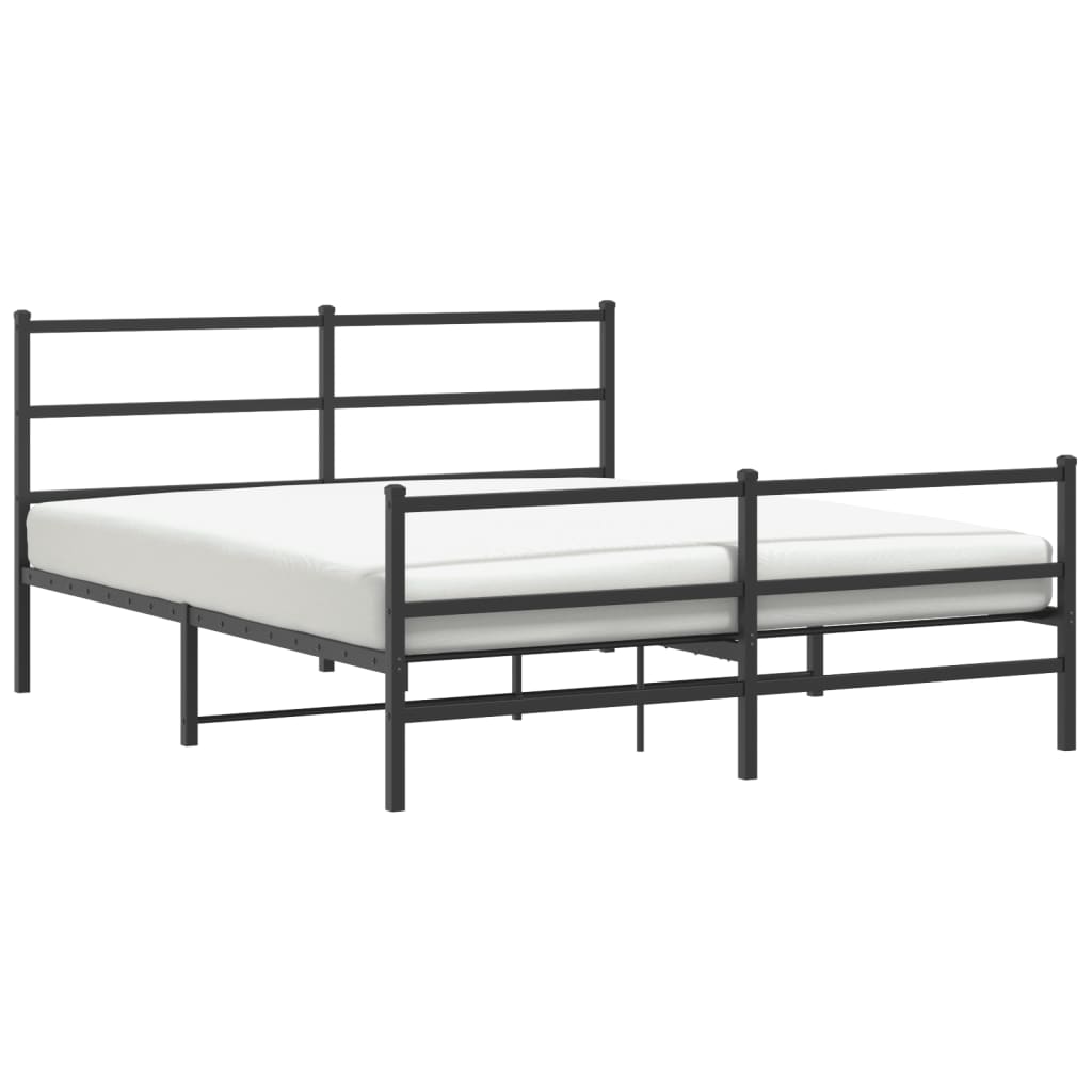 vidaXL Kovový rám postele s hlavovým a nožním čelem černý 160 x 200 cm