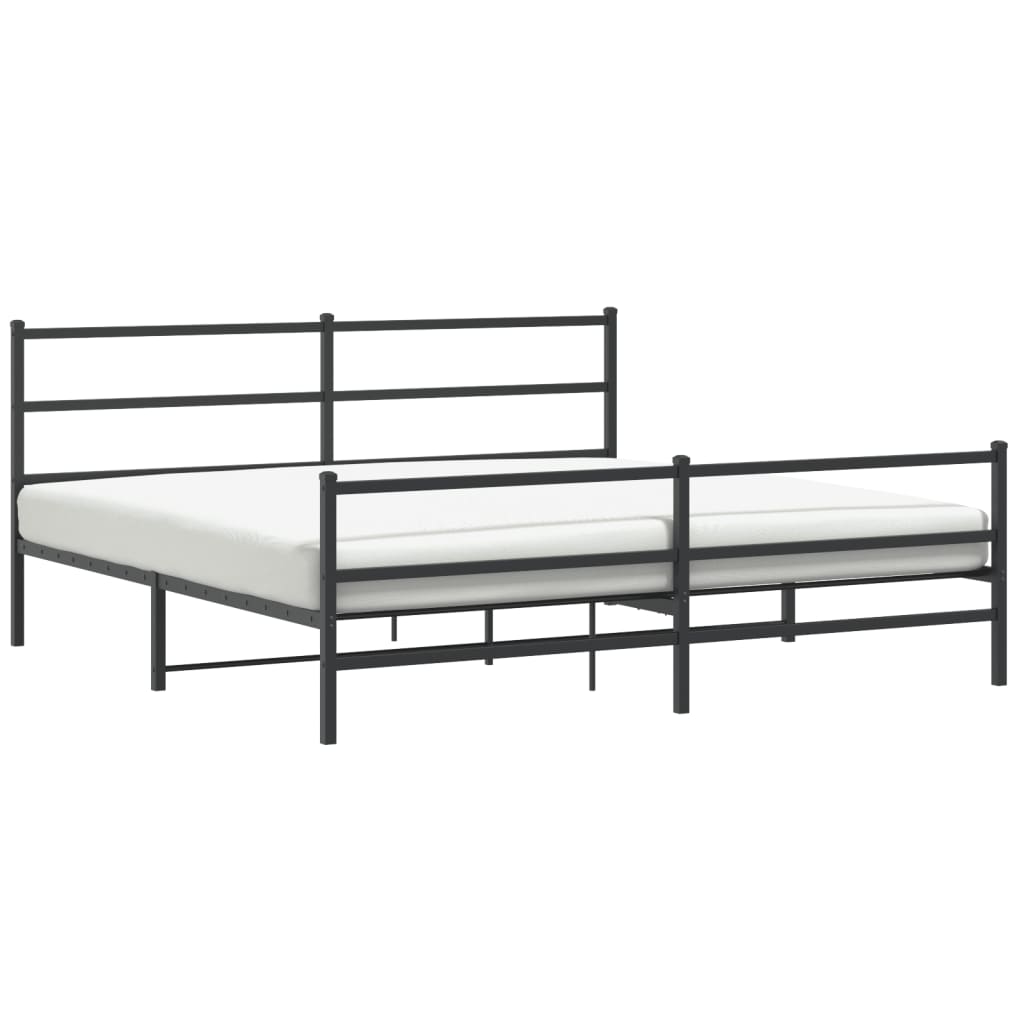 vidaXL Kovový rám postele s hlavovým a nožním čelem černý 180 x 200 cm